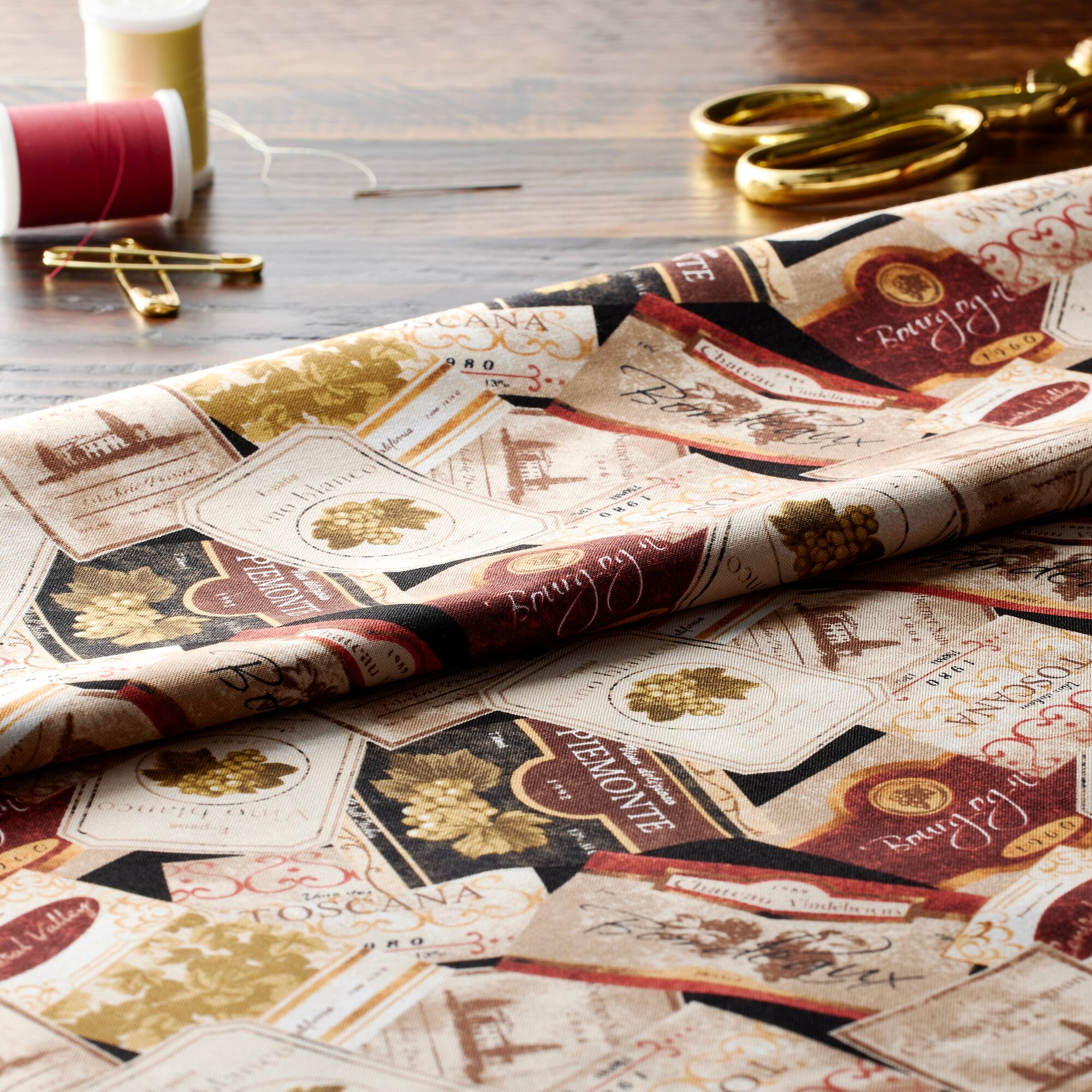 Feldman Wine Labels Cotton Fabric